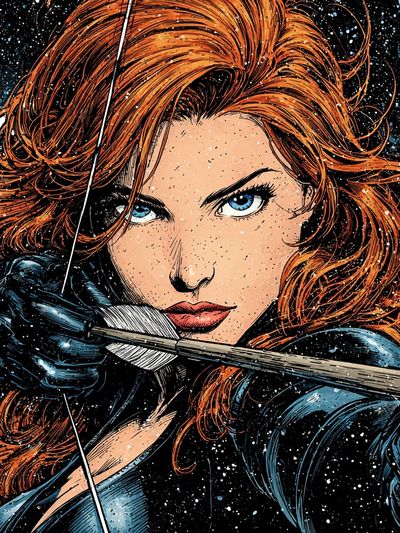 Red-Haired Archer Comic Art Poster. poster