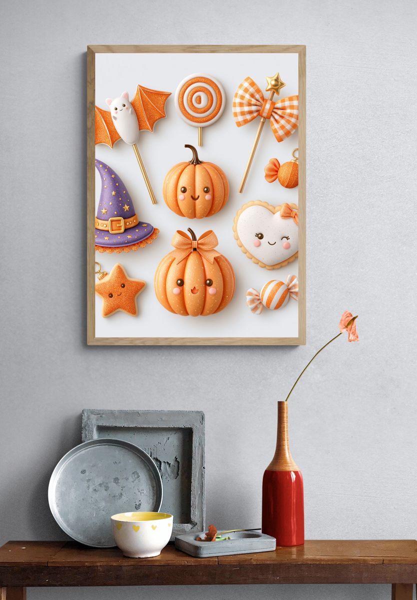 Halloween Treats Illustration Poster. — room view 3