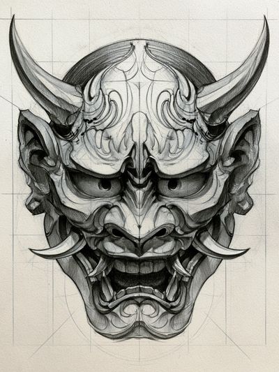 Oni Mask Sketch Poster. poster