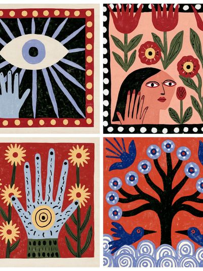 Folk Symbol Garden Illustration Poster. poster print