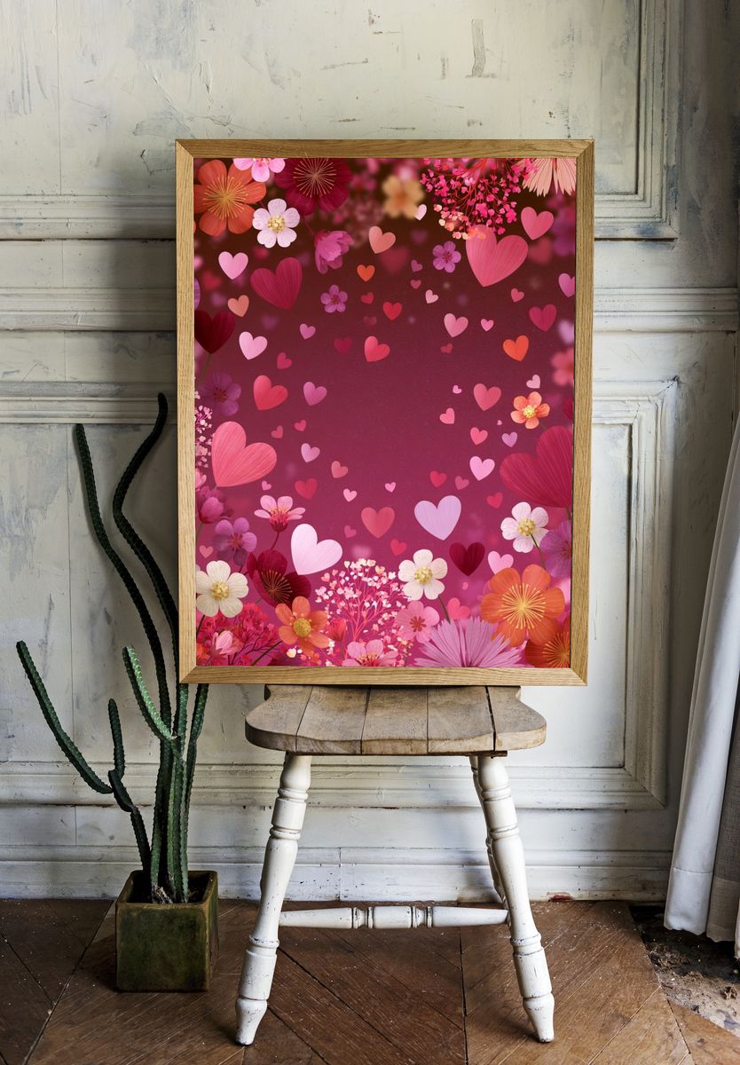 Floral Heart Bloom Poster. room preview