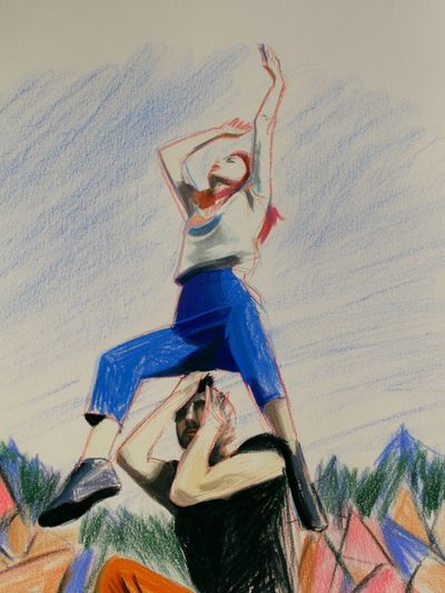 Acrobatic Duo Illustration Poster.