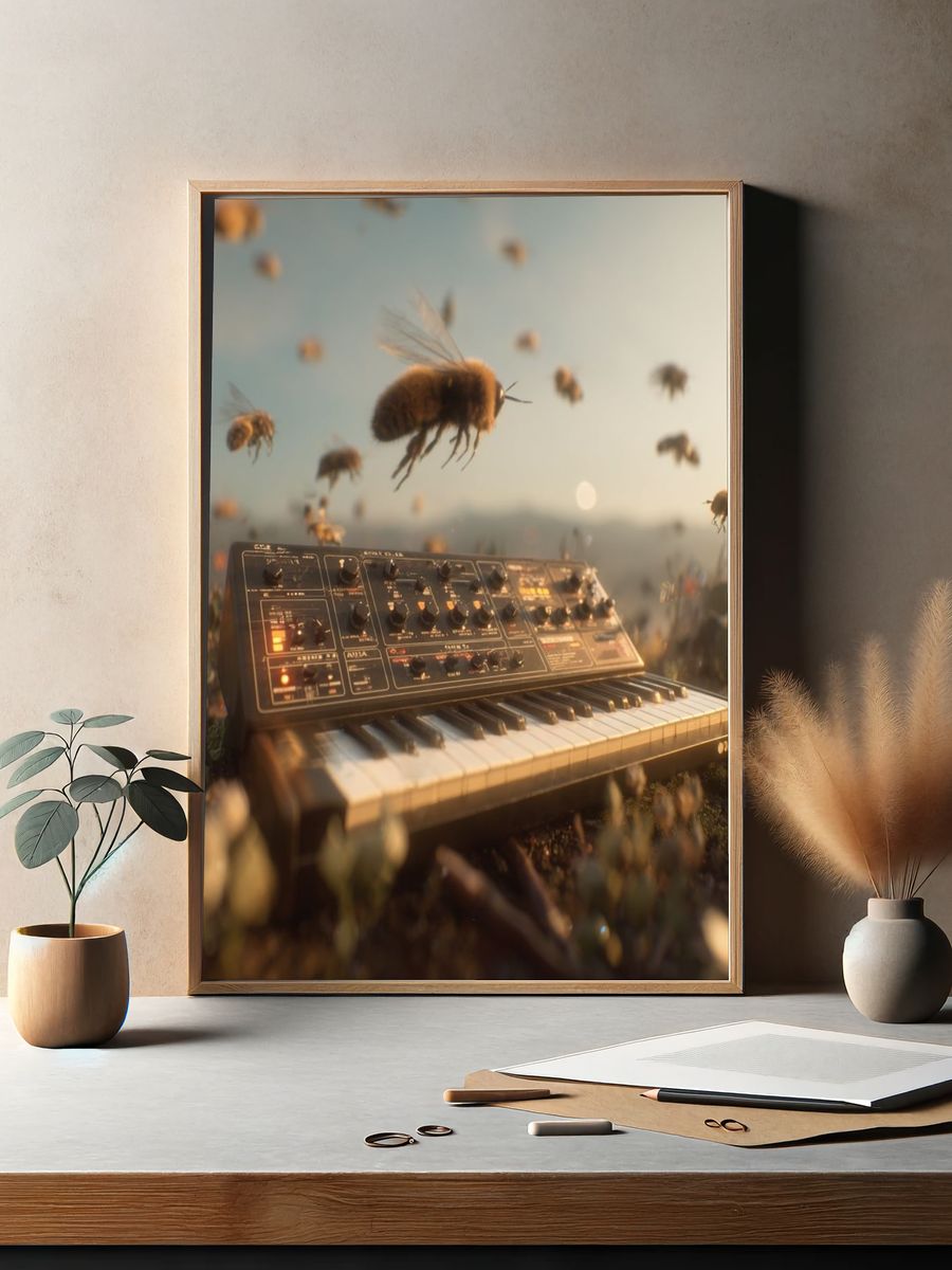 Bee Synth Dreamscape Poster. — room view 2