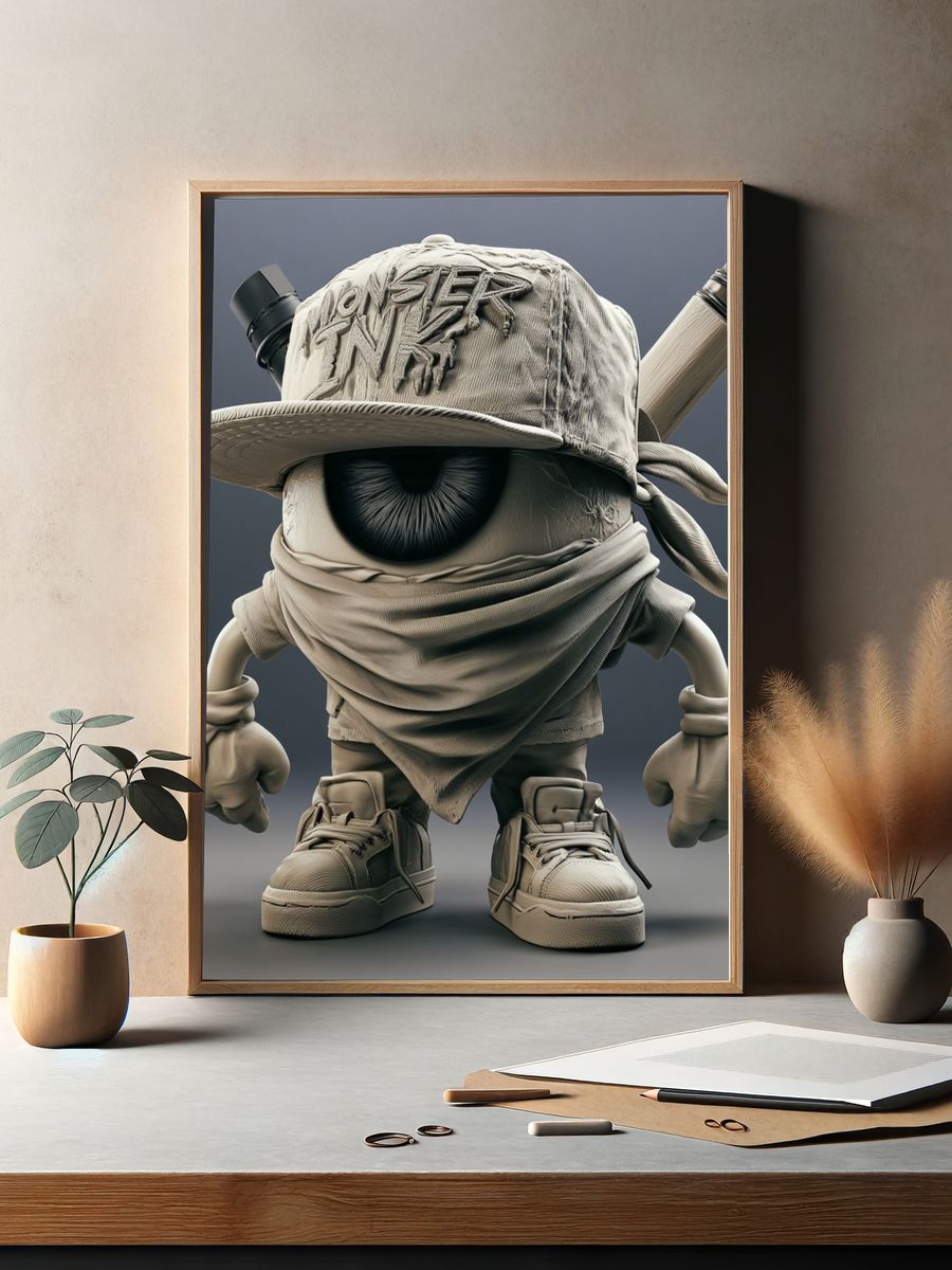 Monster Eye Streetwear Illustration Poster. — room view 2