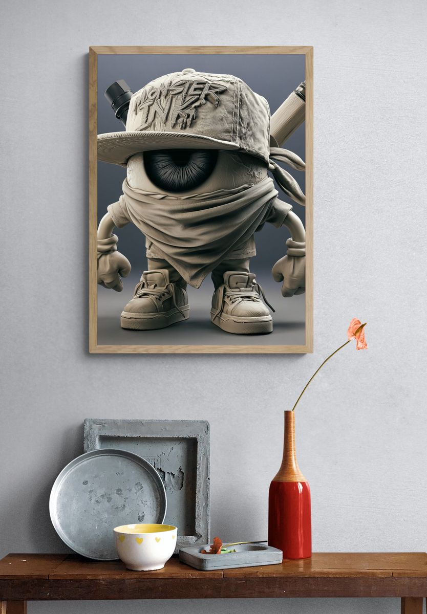 Monster Eye Streetwear Illustration Poster. — room view 3