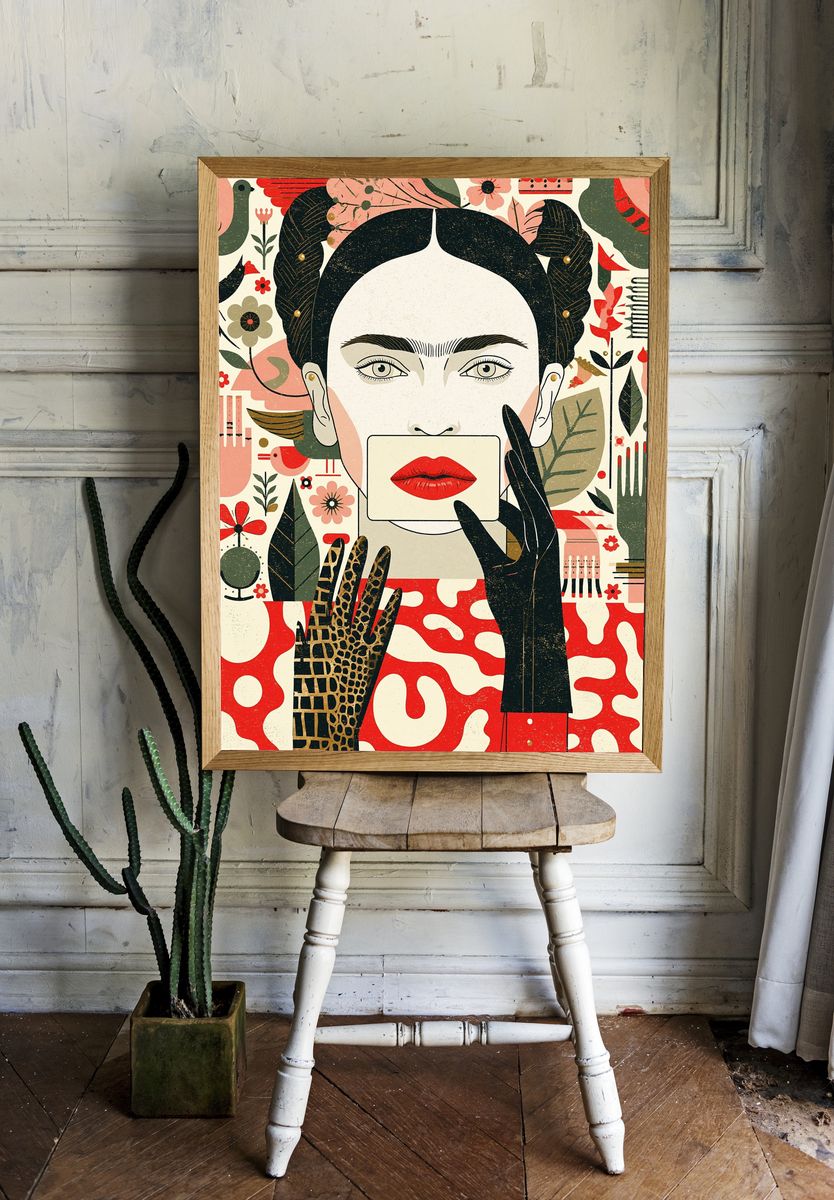 Floral Portrait Illustration Poster. room preview
