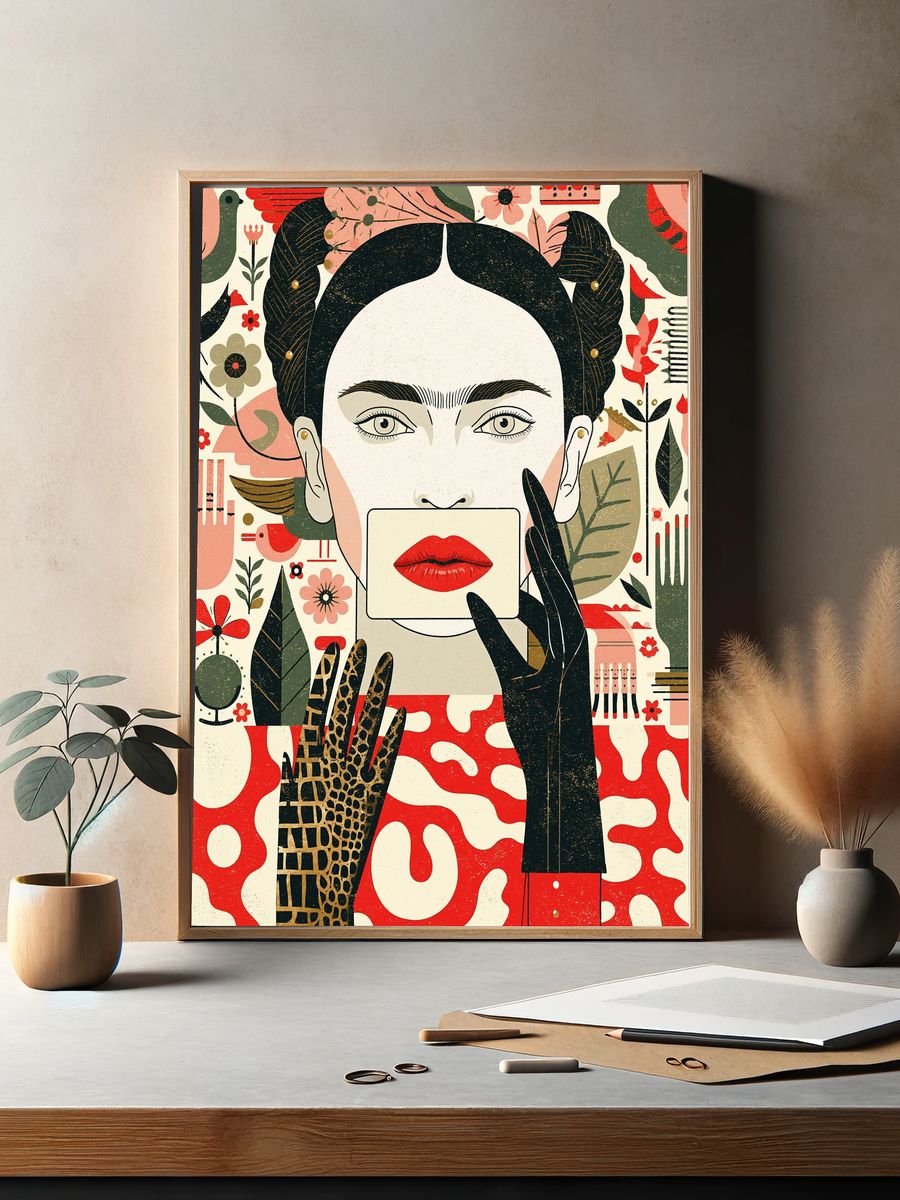 Floral Portrait Illustration Poster. — room view 2