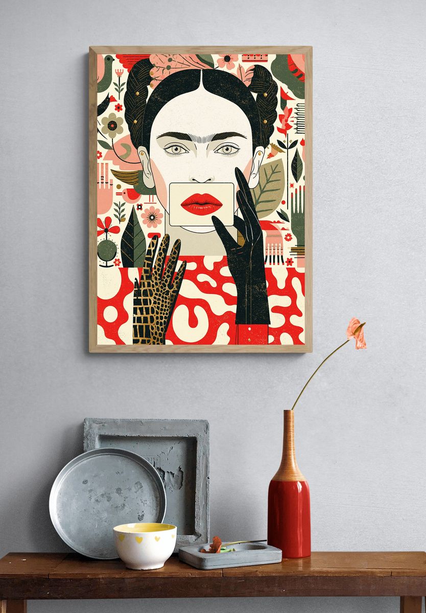 Floral Portrait Illustration Poster. — room view 3