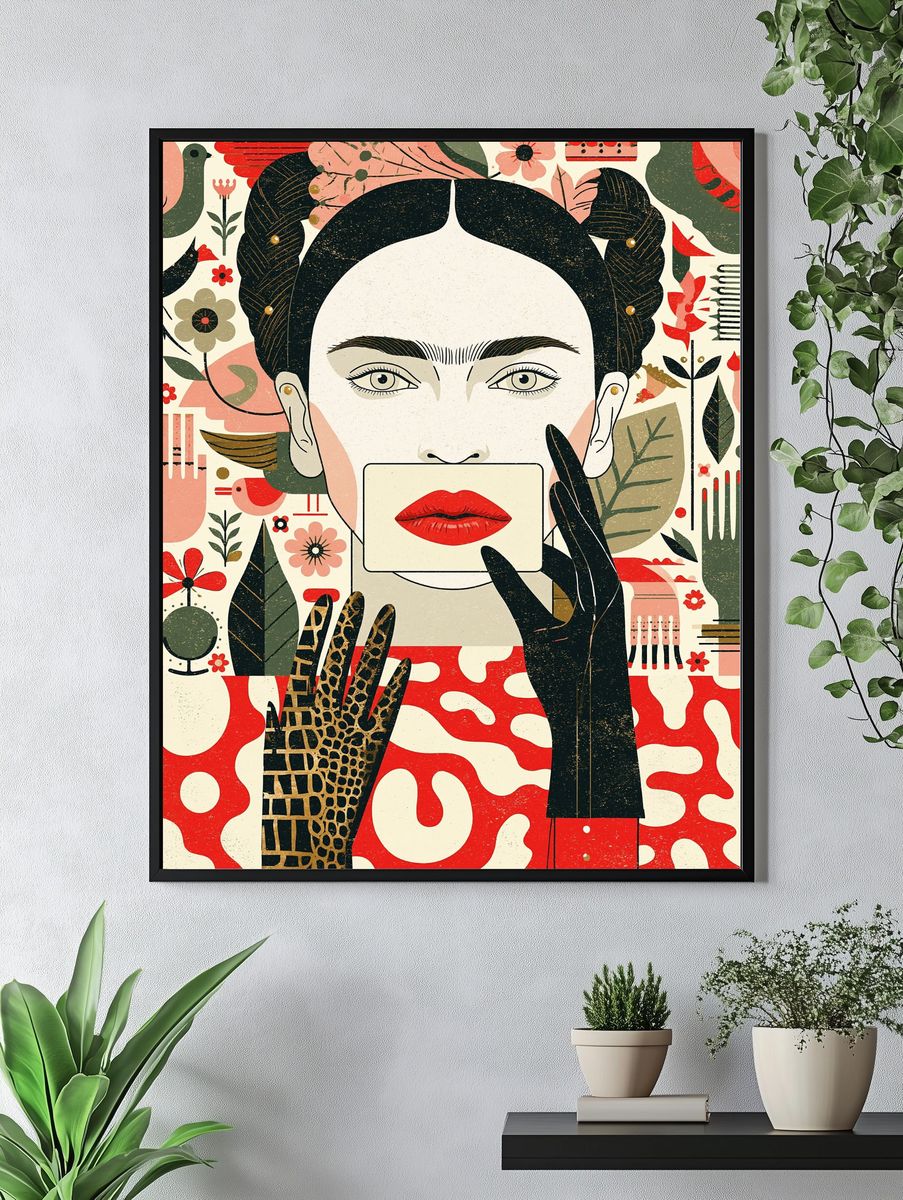 Floral Portrait Illustration Poster. — room view 4