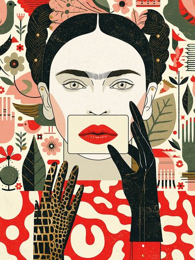 Floral Portrait Illustration Poster.