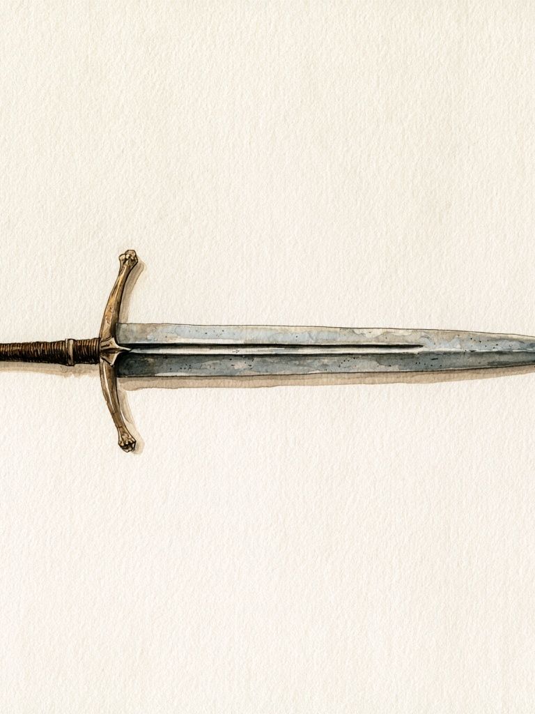 Medieval Sword Watercolor Print. poster detail