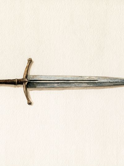 Medieval Sword Watercolor Print.