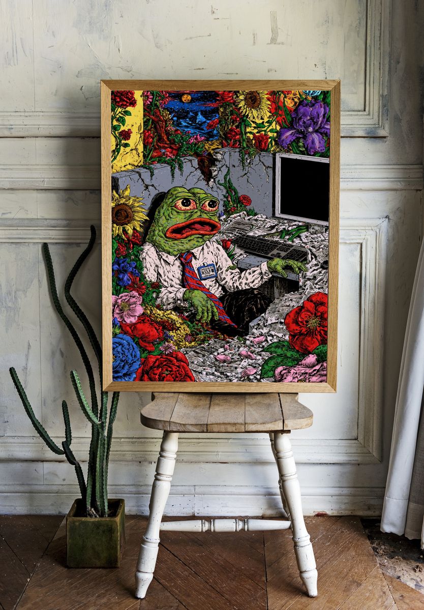 Frog Office Surrealism Poster. room preview