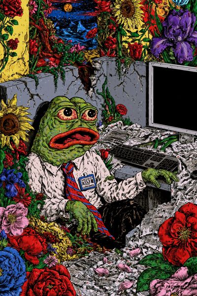 Frog Office Surrealism Poster. poster
