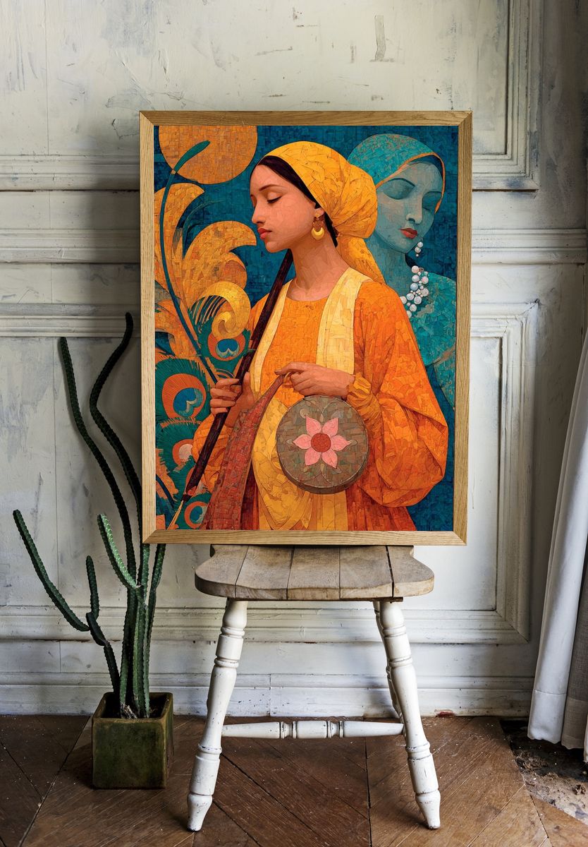 Elegant Woman Mosaic Illustration Poster. room preview