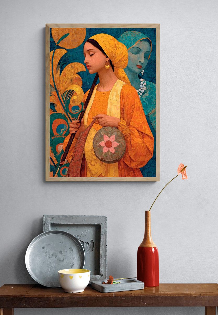 Elegant Woman Mosaic Illustration Poster. — room view 3
