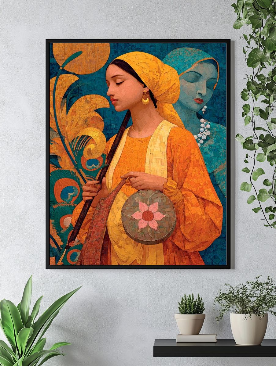 Elegant Woman Mosaic Illustration Poster. — room view 4