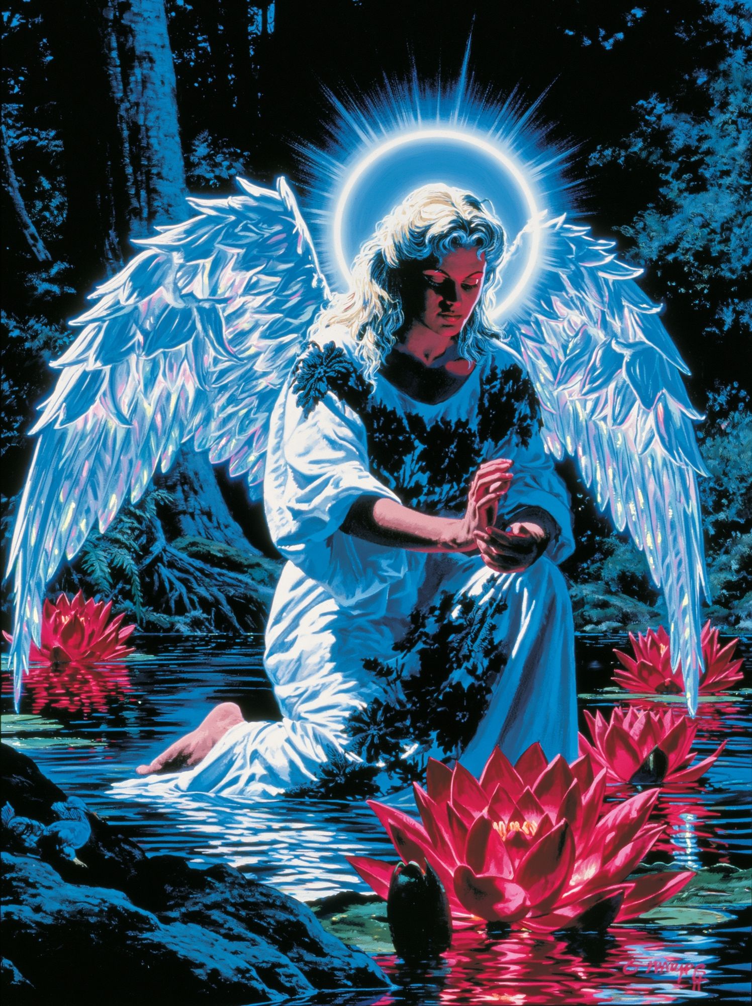 Celestial Angel in Lotus Pond Poster. poster detail