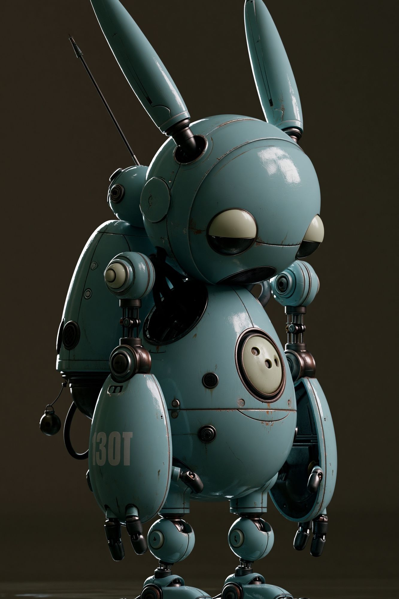 Blue Bunny Robot Illustration Poster. poster detail