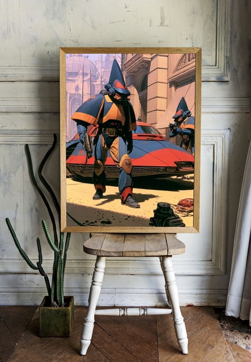 Sci-Fi City Patrol Illustration Poster. room preview