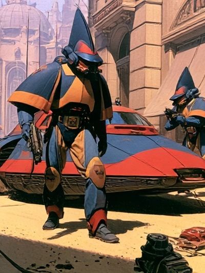Sci-Fi City Patrol Illustration Poster.