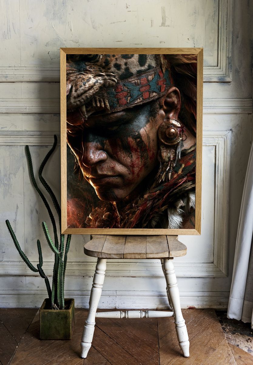 Warrior Shaman Portrait Poster. — room view 1