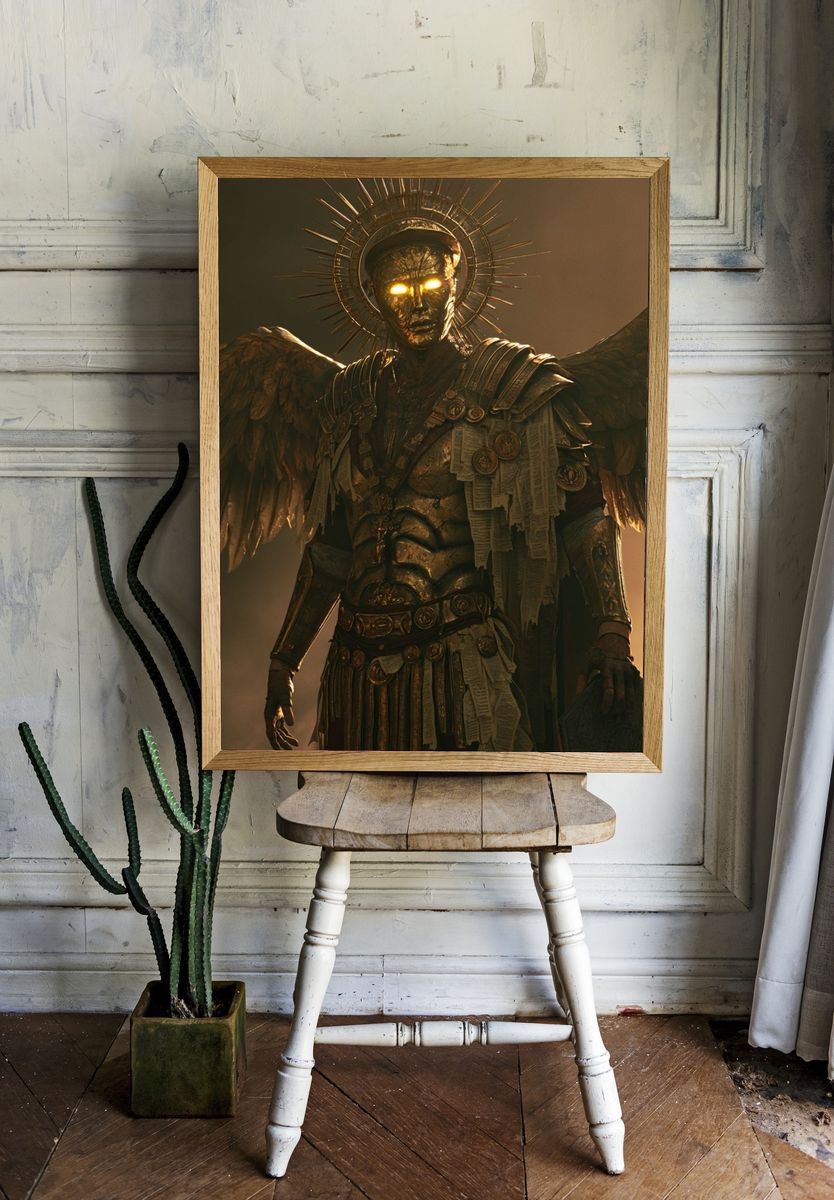 Golden Winged Guardian Fantasy Print. — room view 1