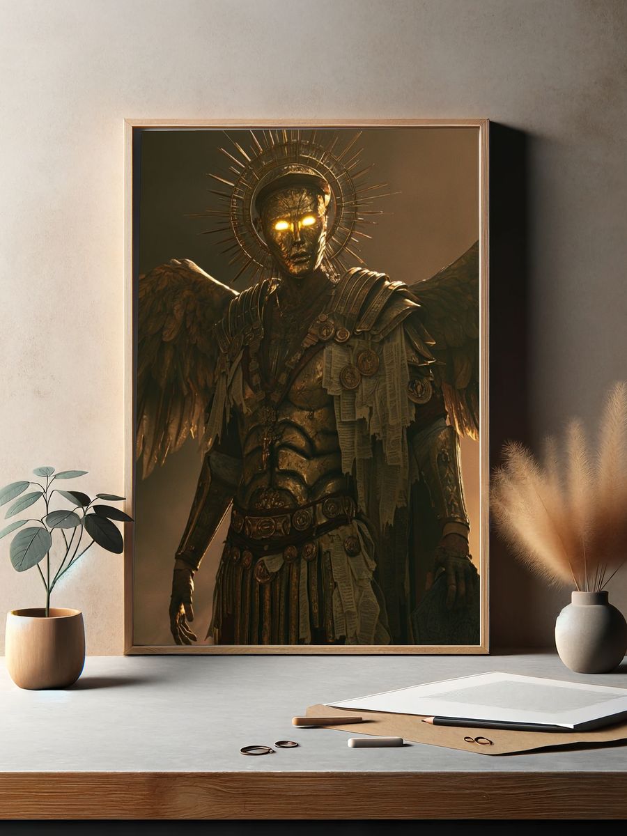 Golden Winged Guardian Fantasy Print. — room view 2