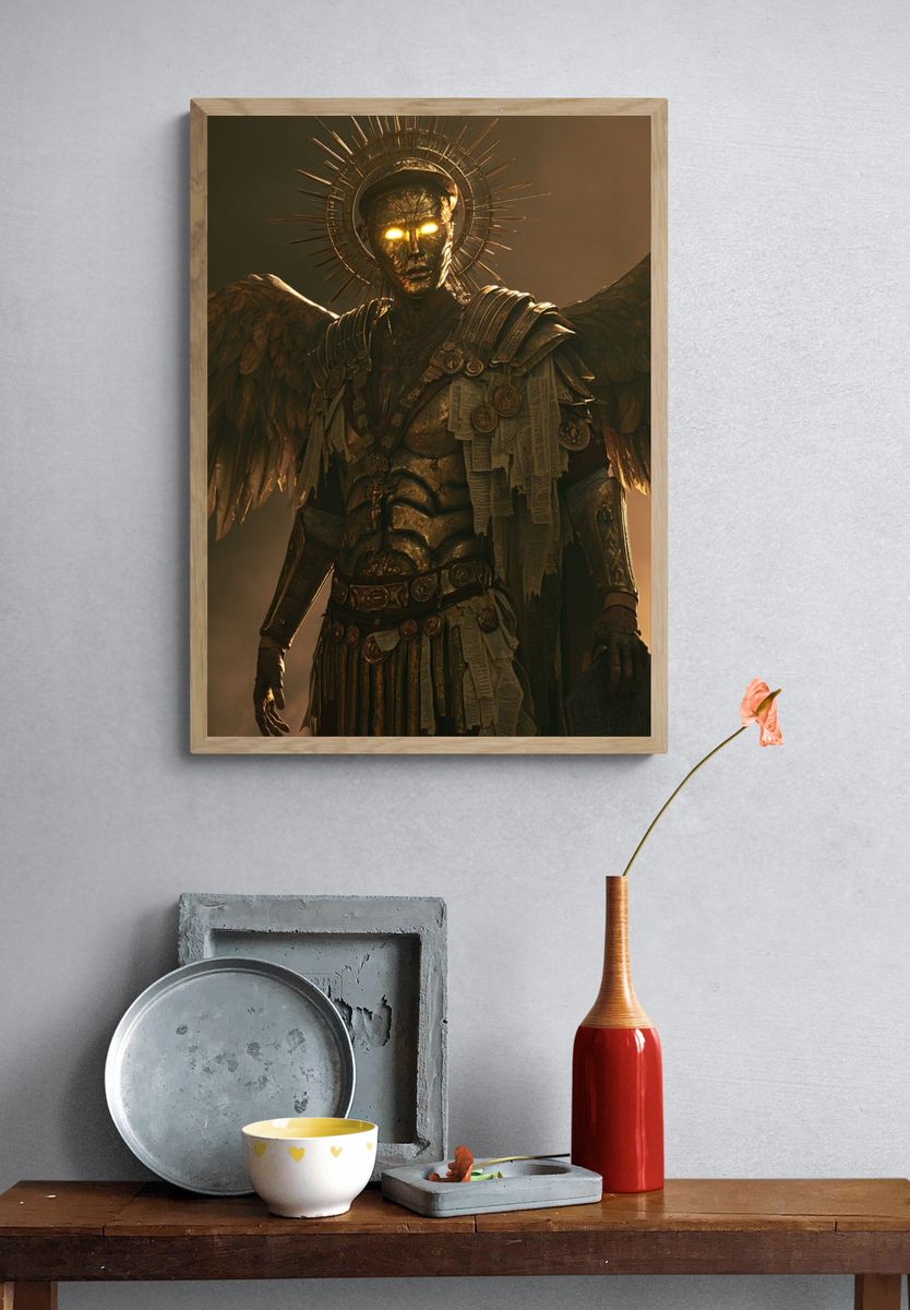 Golden Winged Guardian Fantasy Print. — room view 3