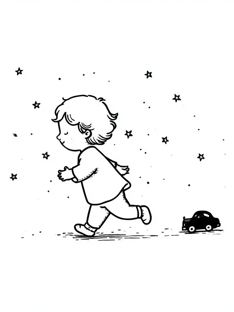 Running Child Line-Art Print. poster detail