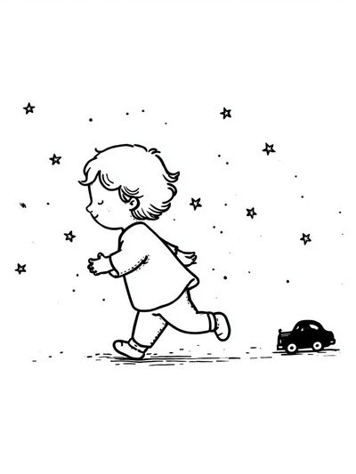 Running Child Line-Art Print.