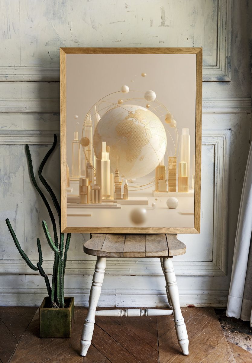 Golden Earth Orbit Poster. — room view 1