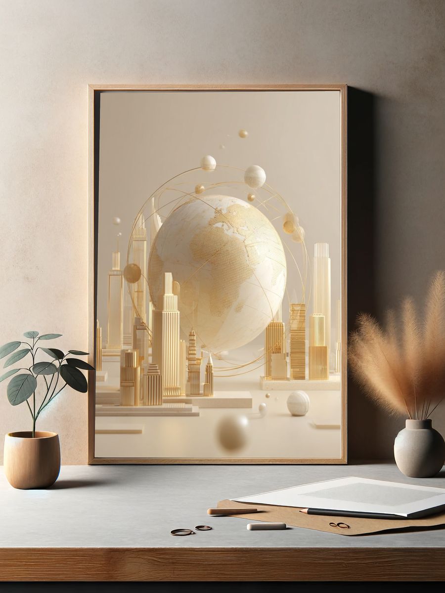 Golden Earth Orbit Poster. — room view 2