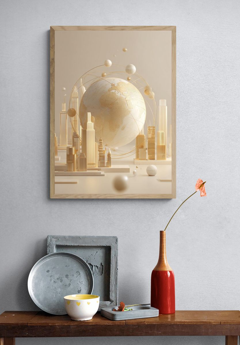 Golden Earth Orbit Poster. — room view 3