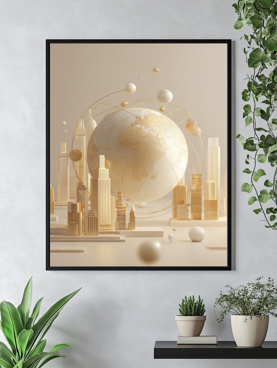 Golden Earth Orbit Poster. — room view 4