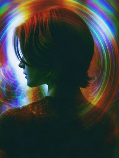 Neon Silhouette Portrait Print. poster