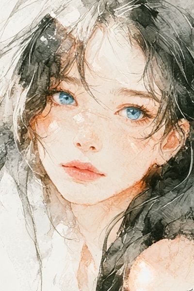 Blue-Eyed Portrait Watercolor Poster.