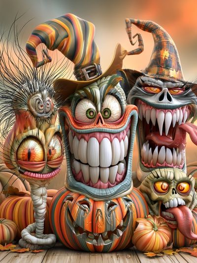 Halloween Pumpkin Monsters Illustration Poster. poster