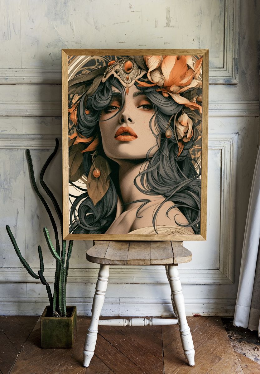 Art Nouveau Woman Portrait Poster. — room view 1