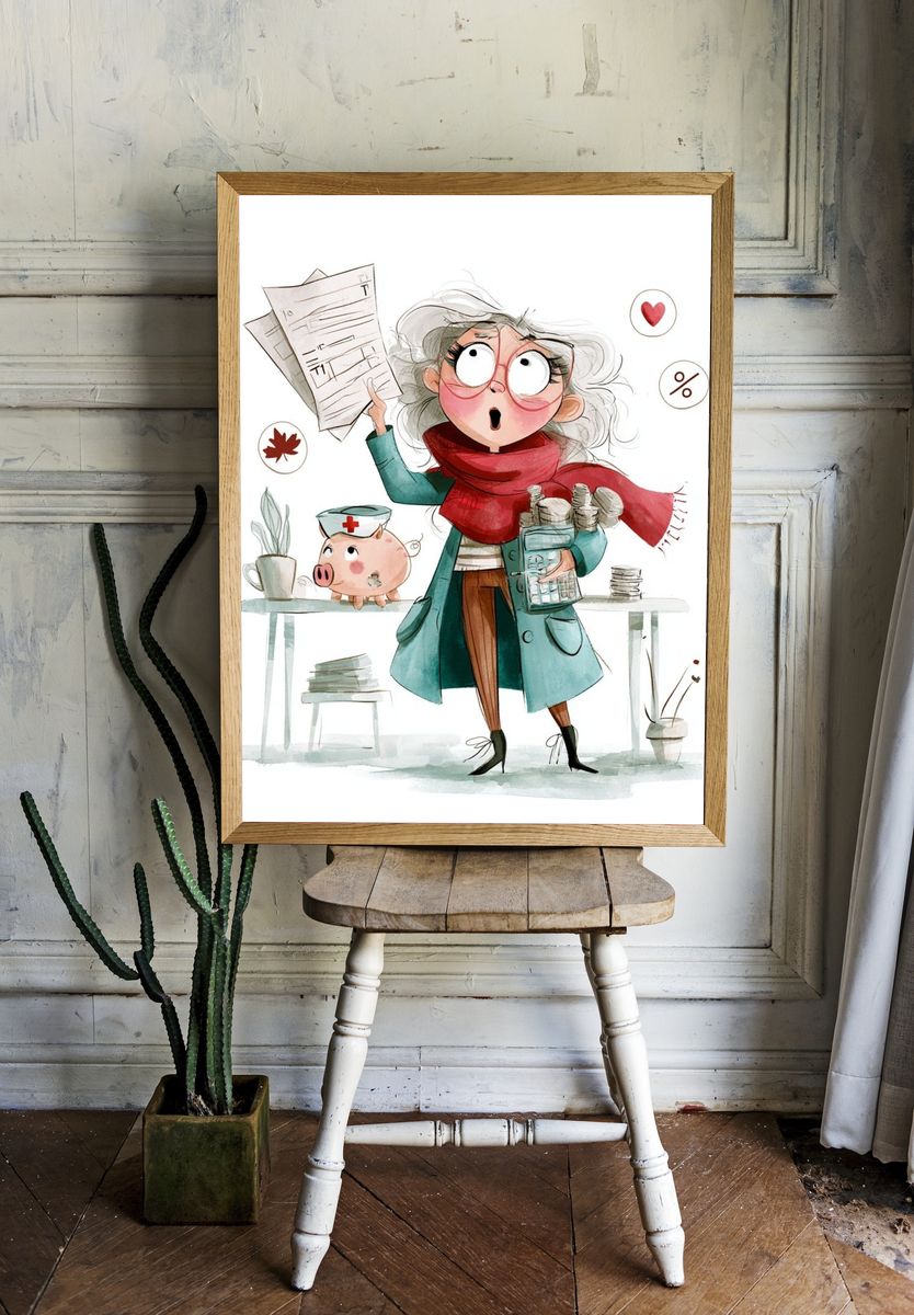 Financial Lady Illustration Poster. room preview