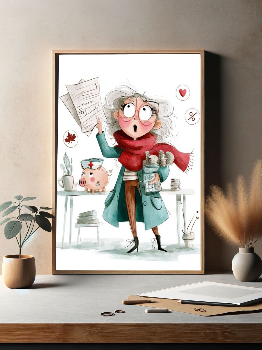 Financial Lady Illustration Poster. — room view 2
