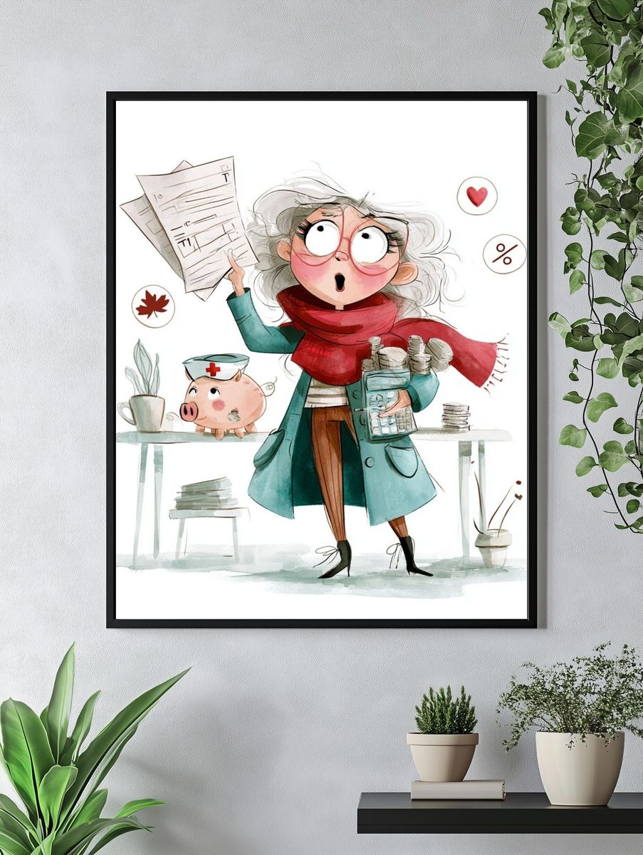Financial Lady Illustration Poster. — room view 4