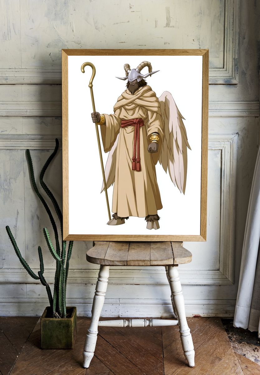Horned Angel Warrior Illustration Poster. room preview