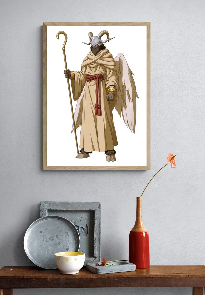 Horned Angel Warrior Illustration Poster. — room view 3