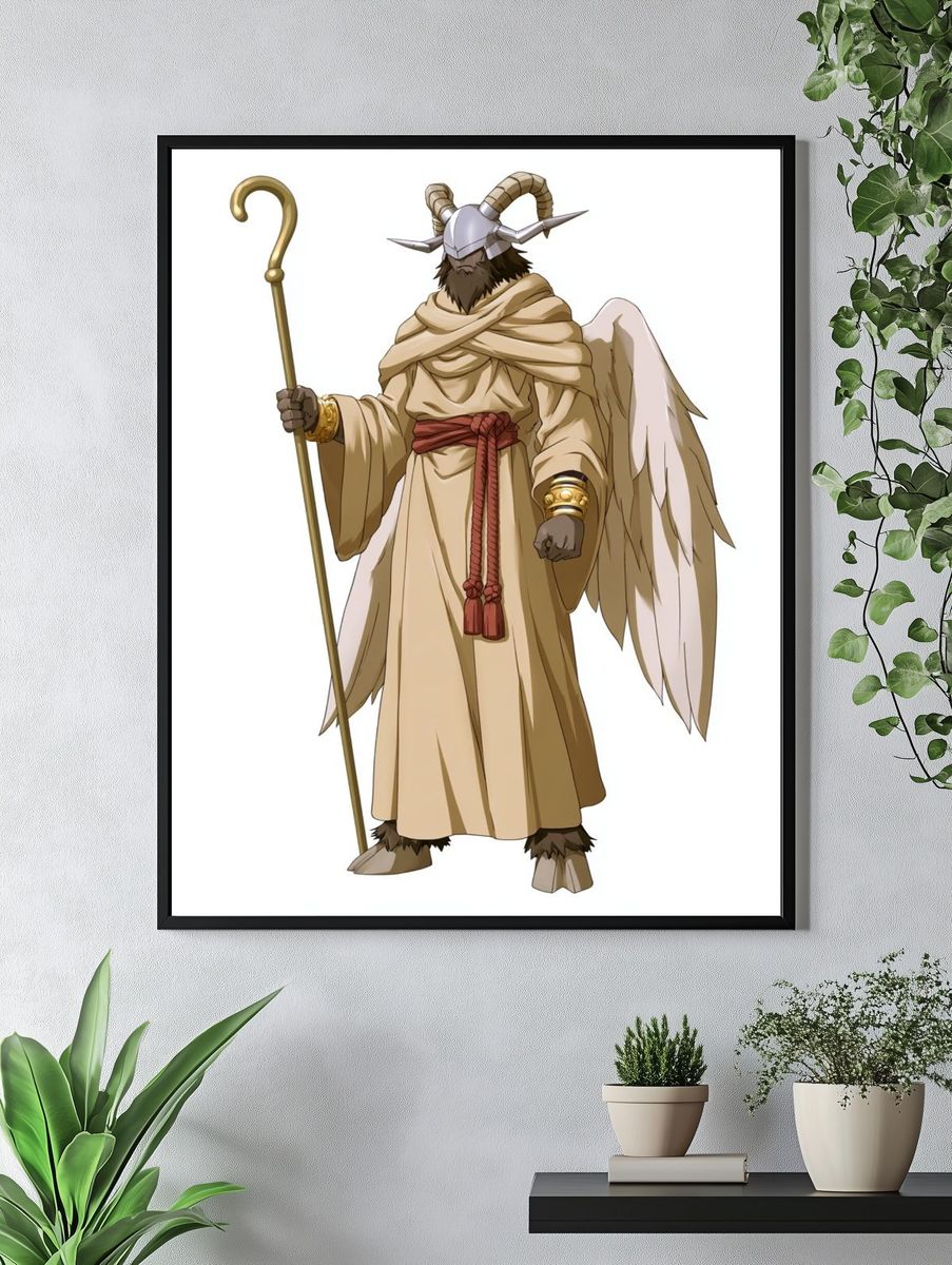 Horned Angel Warrior Illustration Poster. — room view 4
