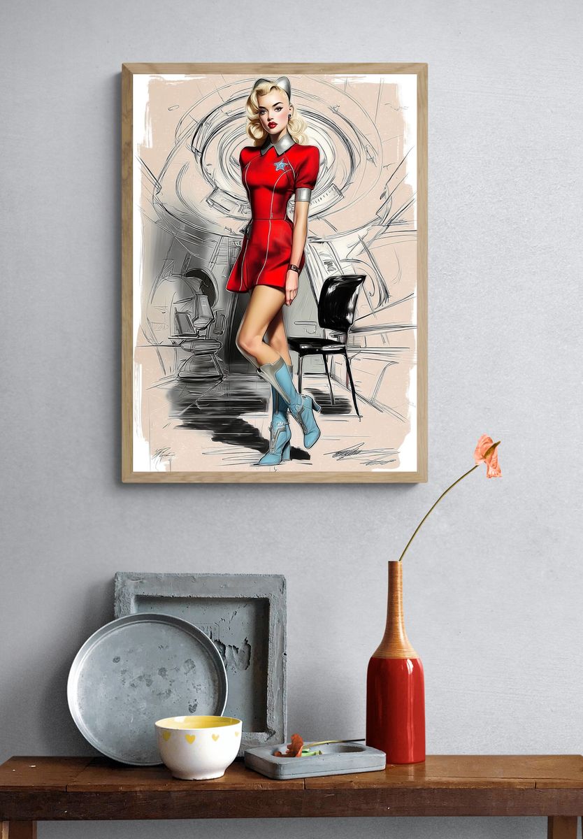 Retro Pin-Up Nurse Illustration Poster. — room view 3
