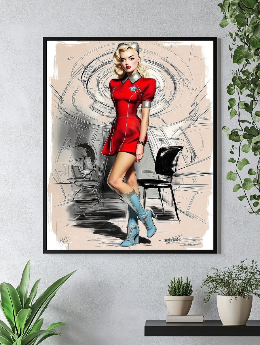 Retro Pin-Up Nurse Illustration Poster. — room view 4