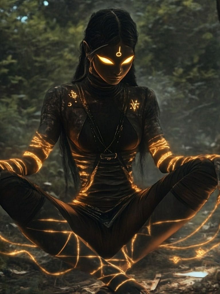 Mystic Forest Sorceress Digital Art Poster. poster detail