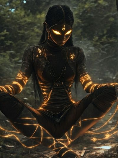 Mystic Forest Sorceress Digital Art Poster.
