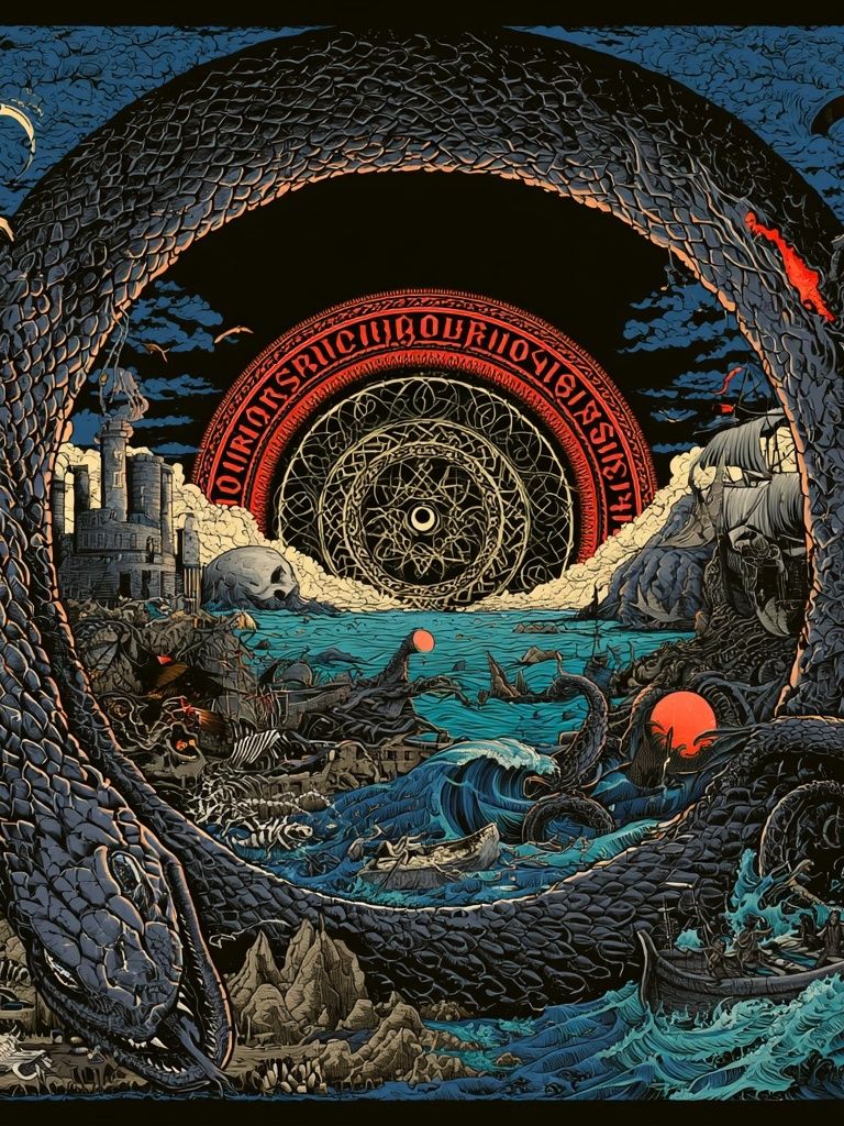 Cosmic Serpent Fantasy Print. poster — illustration art